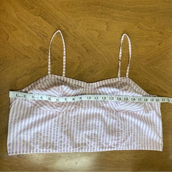 Anthropologie Bustier Top Striped Seersucker Printed Sleeveless Crop Top Size 1x - Picture 9 of 11